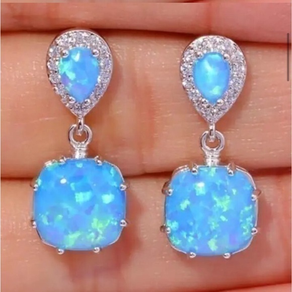 Blue Opal Earrings - Picture 1 of 3